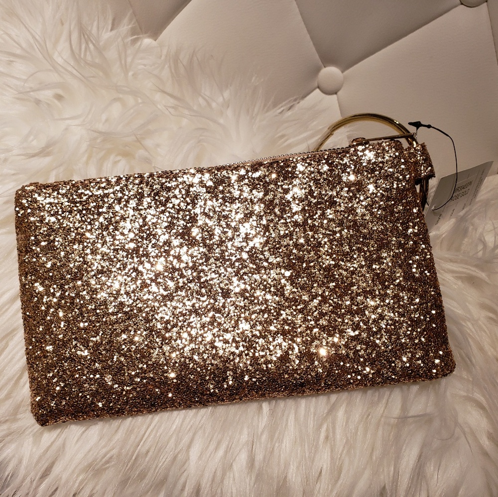 Gold and glitter wristlet